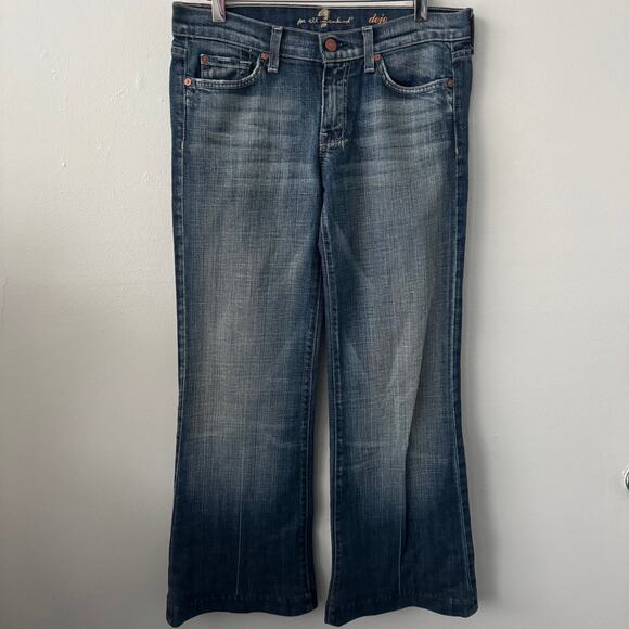 7 For All Mankind Tailorless Dojo Regular Fit Denim Flared Jeans in Lake Blue - Picture 5 of 14